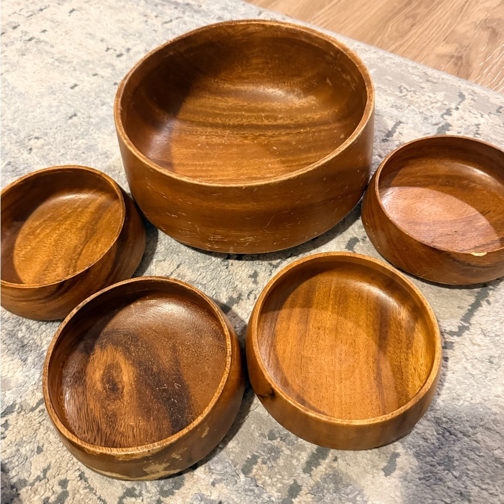 Dolphin Genuine Monkey Pod Wooden Bowl Set made in the Philippines
